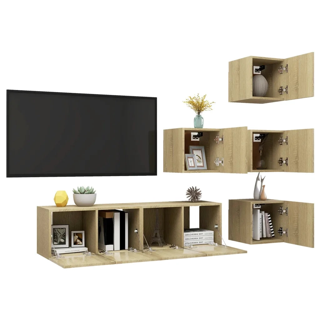 Set Porta TV 6 pz Rovere Sonoma in Truciolato  cod mxl 17363