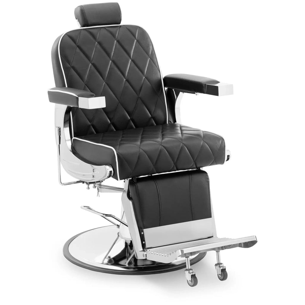 Poltrona professionale da parrucchiere con poggiatesta e poggiapiedi portata 150 kg reclinabile materiale sintetico nero 14_0008931