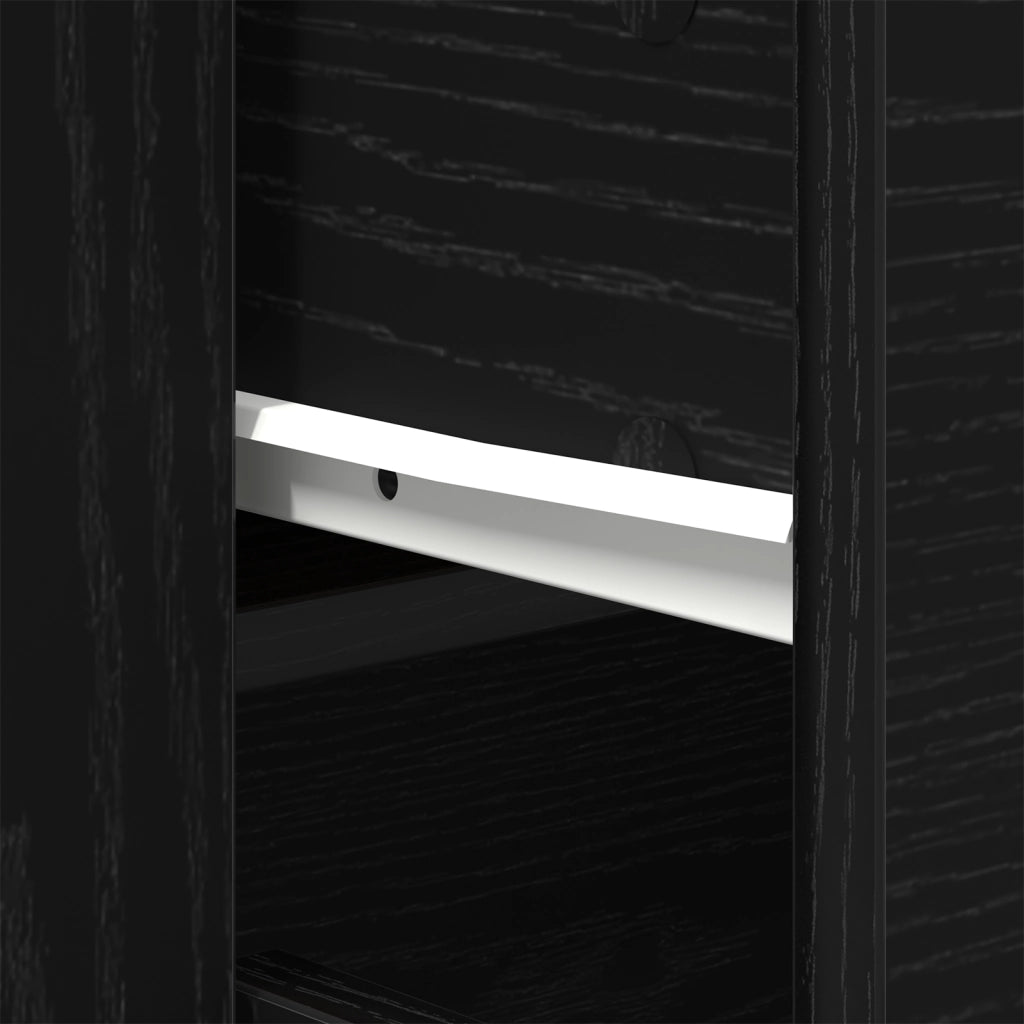 Credenza Nera in Rovere 80x33x70 cm in Legno Ingegnerizzato