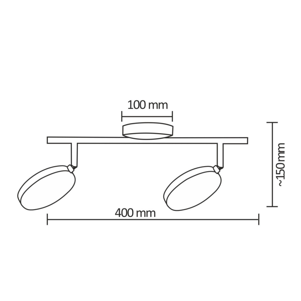 Applique/plafoniera LED orientabile 2 luci 10W 3000K bianca Polux
