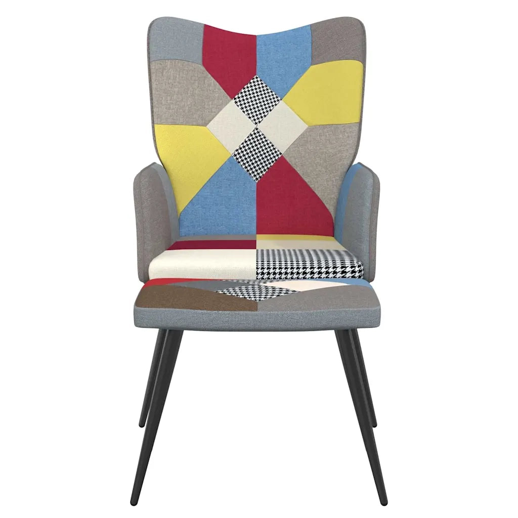 Divano Sedia-Poltrona Relax con Poggiapiedi in Tessuto Patchwork 722226