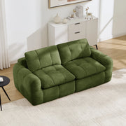 Divano modulare a 2 posti con seduta profonda e comfort ergonomico in chenille verde per interni 194 × 97 × 68 cm