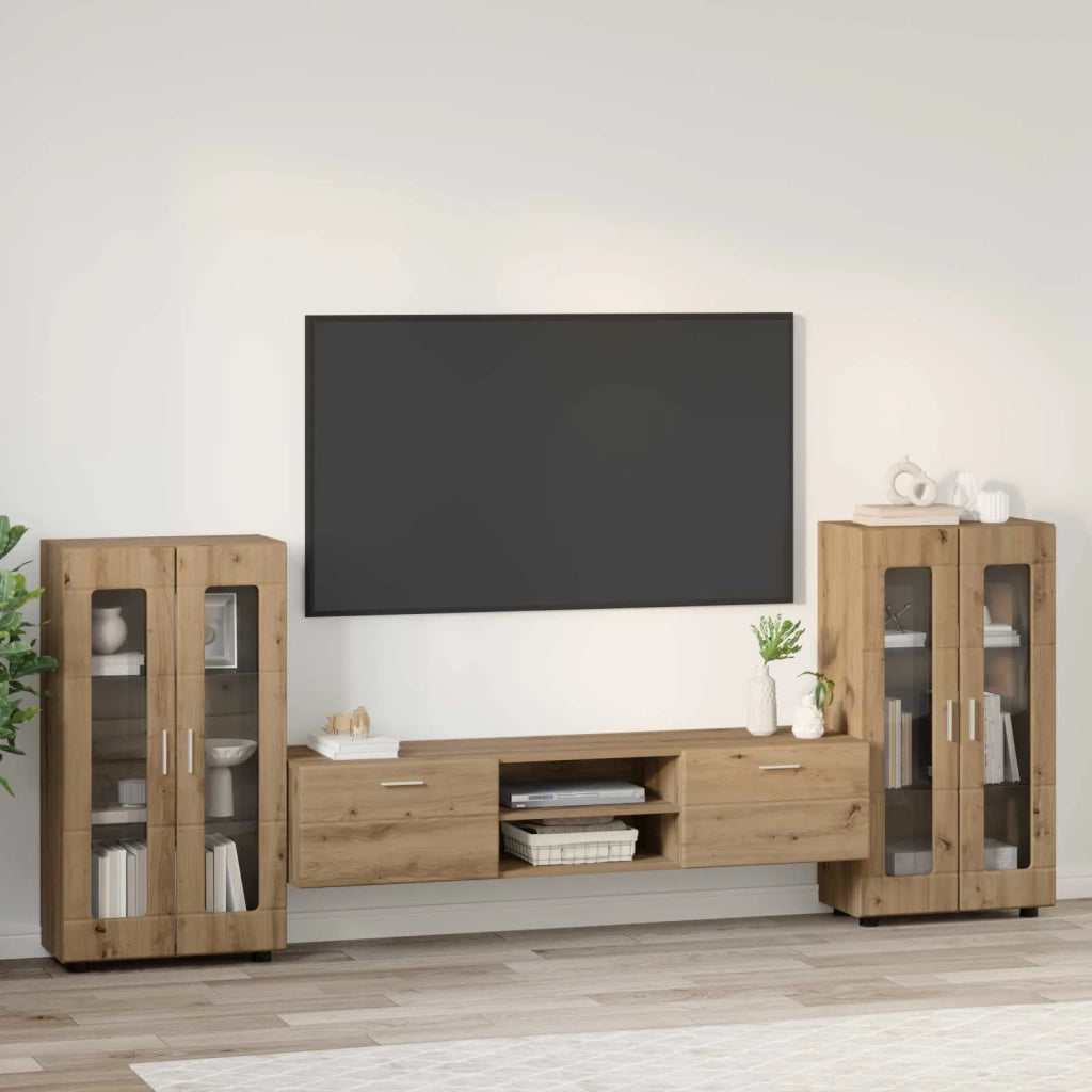 Set mobile TV FLORIN 3 pcs Rovere artigianale Legno multistrato