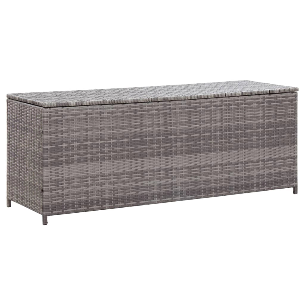 Contenitore/cassapanca da giardino grigia 150 x 50 x 60 cm resina intrecciata 02_0013086
