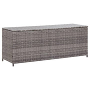 Contenitore/cassapanca da giardino grigia 150 x 50 x 60 cm resina intrecciata 02_0013086