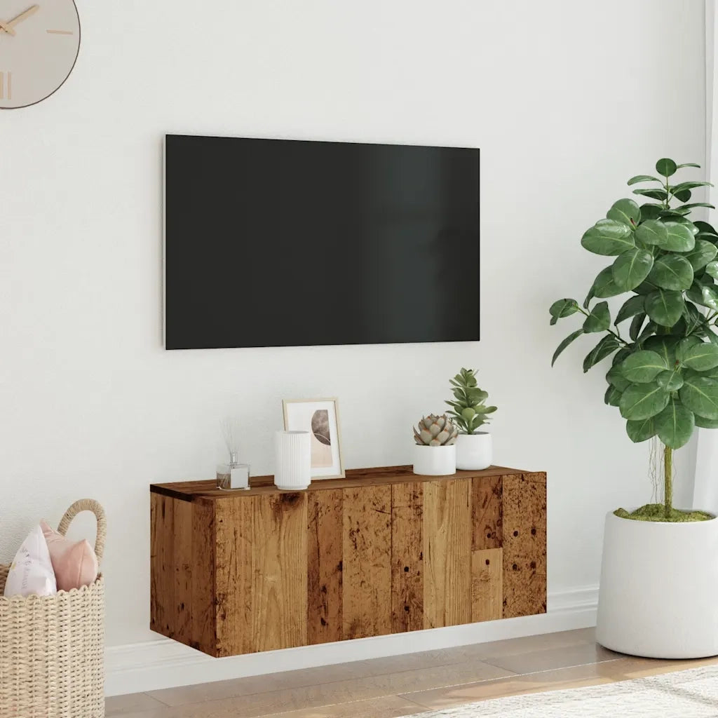Mobile TV a Parete Legno Antico 80x30x30 cm in Truciolato 856016