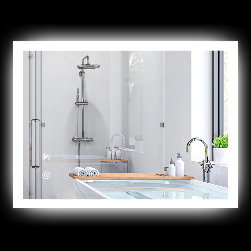 Specchio da Bagno con Luci LED Regolabili Antivaho ¨C zephmum ¨C Bianco 80x60 cm