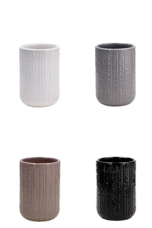 1 Pezzo Bicchiere Portaspazzolini in Ceramica Colorato 4 Colori