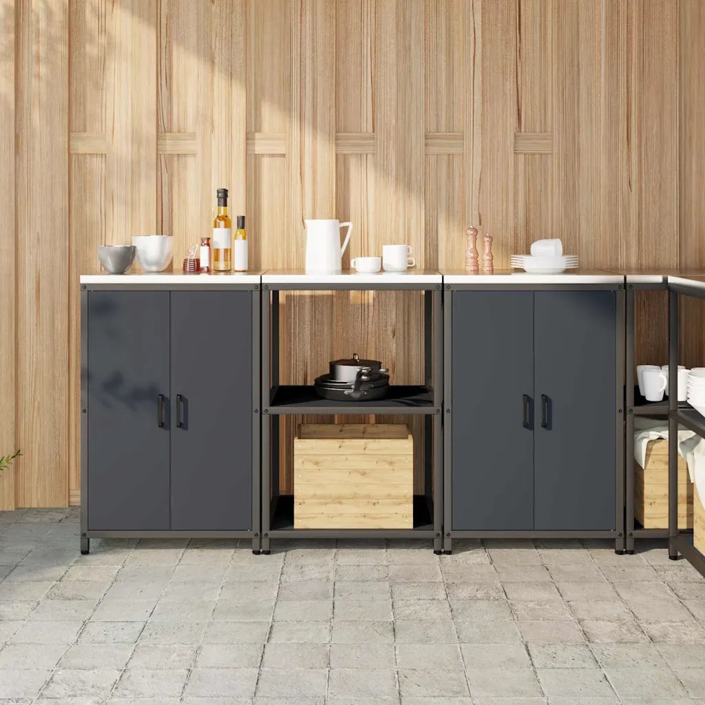 vidaXL Set di Stoccaggio per Cucina 3 pcs Antracite 180 x 50 x 92 cm