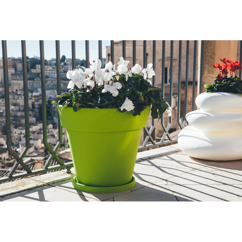 Vaso moderno di design Ø50 H44 in polimero grigio resistente per interno ed esterno - Made in Italy - Monacis