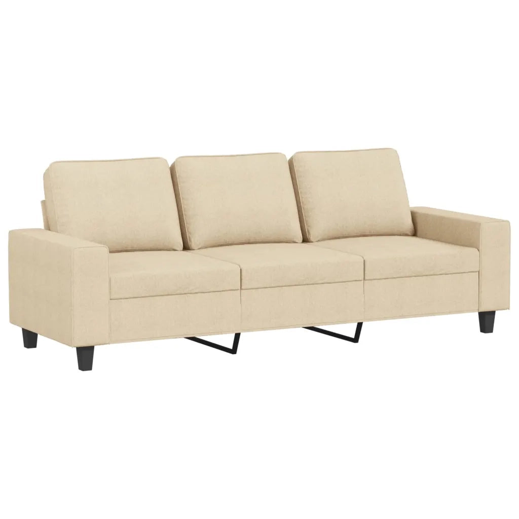 Divano | Divano da soggiorno | Sofa a 3 Posti con Poggiapiedi Crema 180 cm in Tessuto