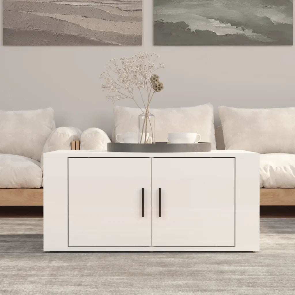 Tavolino da salotto | Tavolino da caff¨¨ | Tavolino da Soggiorno Bianco Lucido 80x50x36cm Legno Multistrato