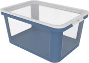 Scatola di stoccaggio con coperchio in plastica riciclata (PP) blu trasparente 45l - Dimensioni: 57,0 x 39,2 x 27,0 cm