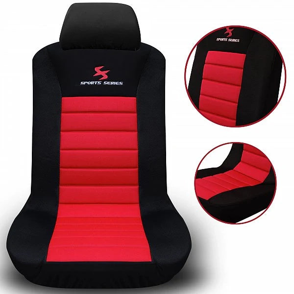 Set di 2 coprisedili di misura universale nero e rosso 19_0001058