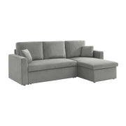 Divano letto angolare reversibile in velluto a coste, 3 posti, grigio