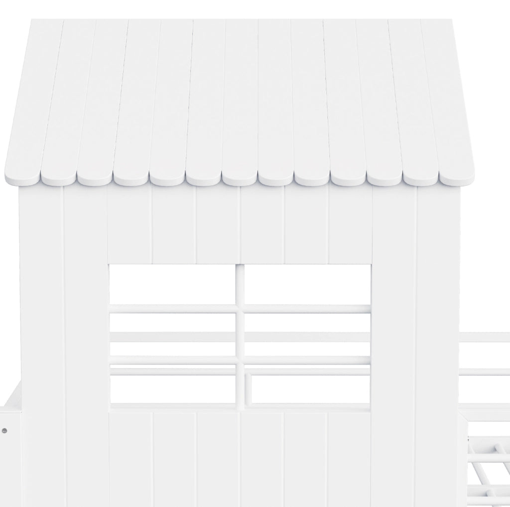 Letto a soppalco multifunzionale 90x200 cm con scala contenitore e ripiani integrati