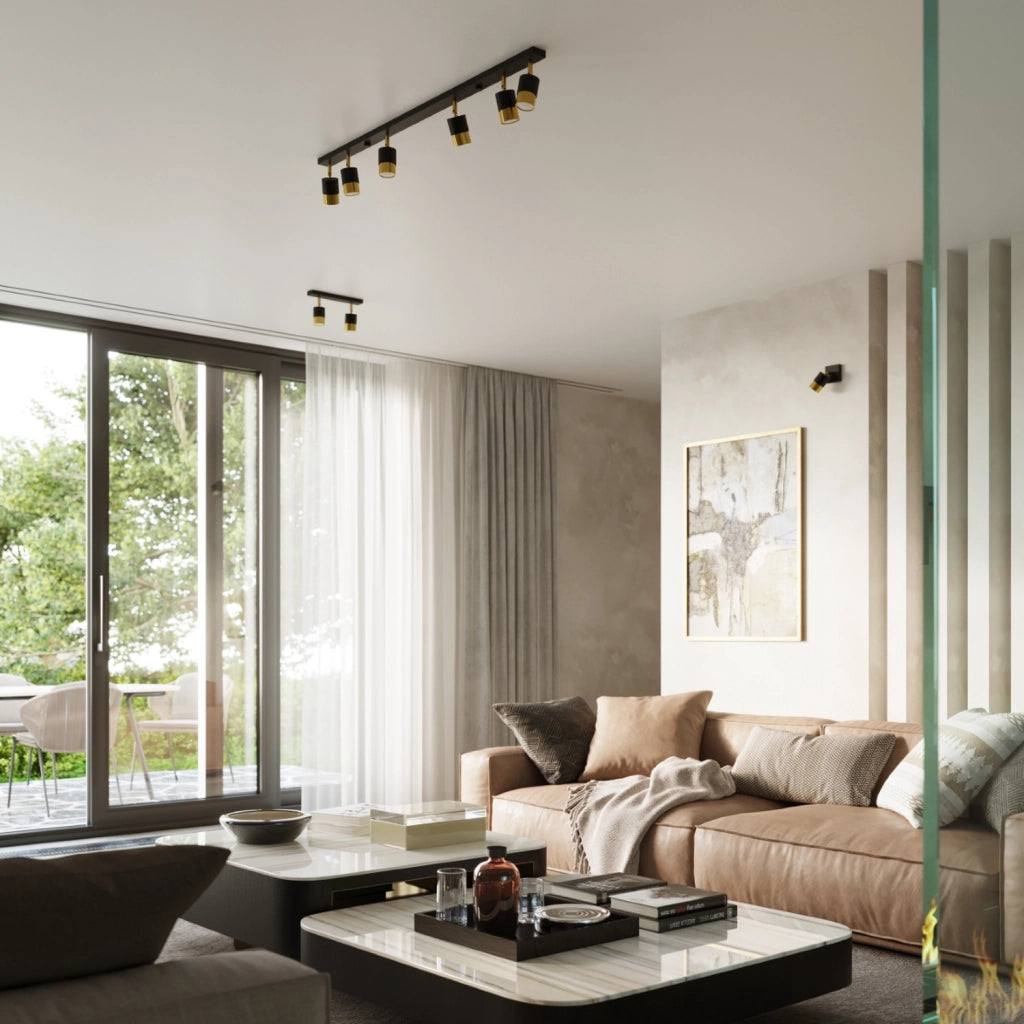 Faretto soffitto nero-oro barra doppia 2xGU10 Pure Lume