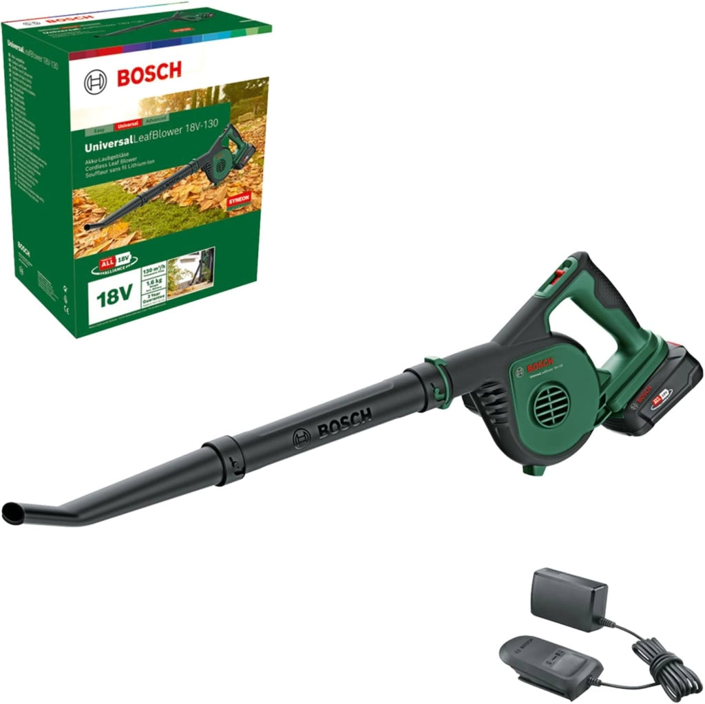 Bosch Soffiatore da giardino a batteria UniversalLeafBlower 18V-130 (per pulizie rapide e agevoli all'esterno; 18 Volt System; senza batteria)