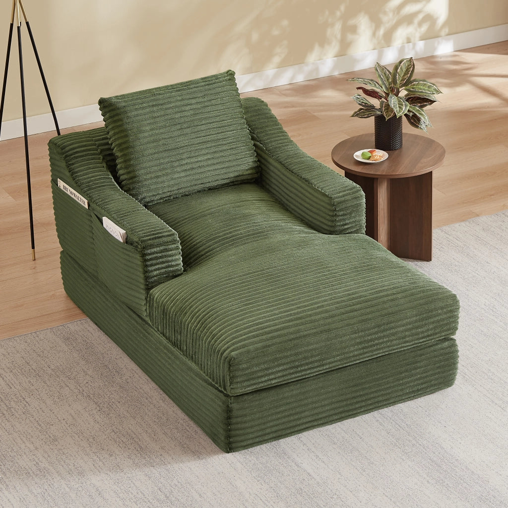 POLTRONA in velluto a coste verde 32x32x112 cm convertibile in piccolo letto