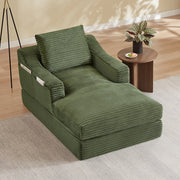 POLTRONA in velluto a coste verde 32x32x112 cm convertibile in piccolo letto