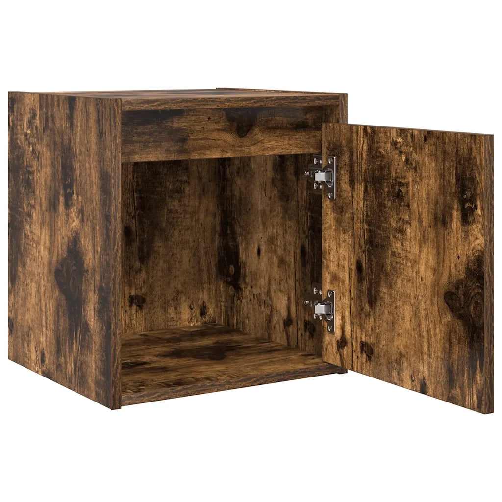 Comodino a Muro-Tavolino da notte sospeso Rovere Fumo 38x34x40 cm 837525
