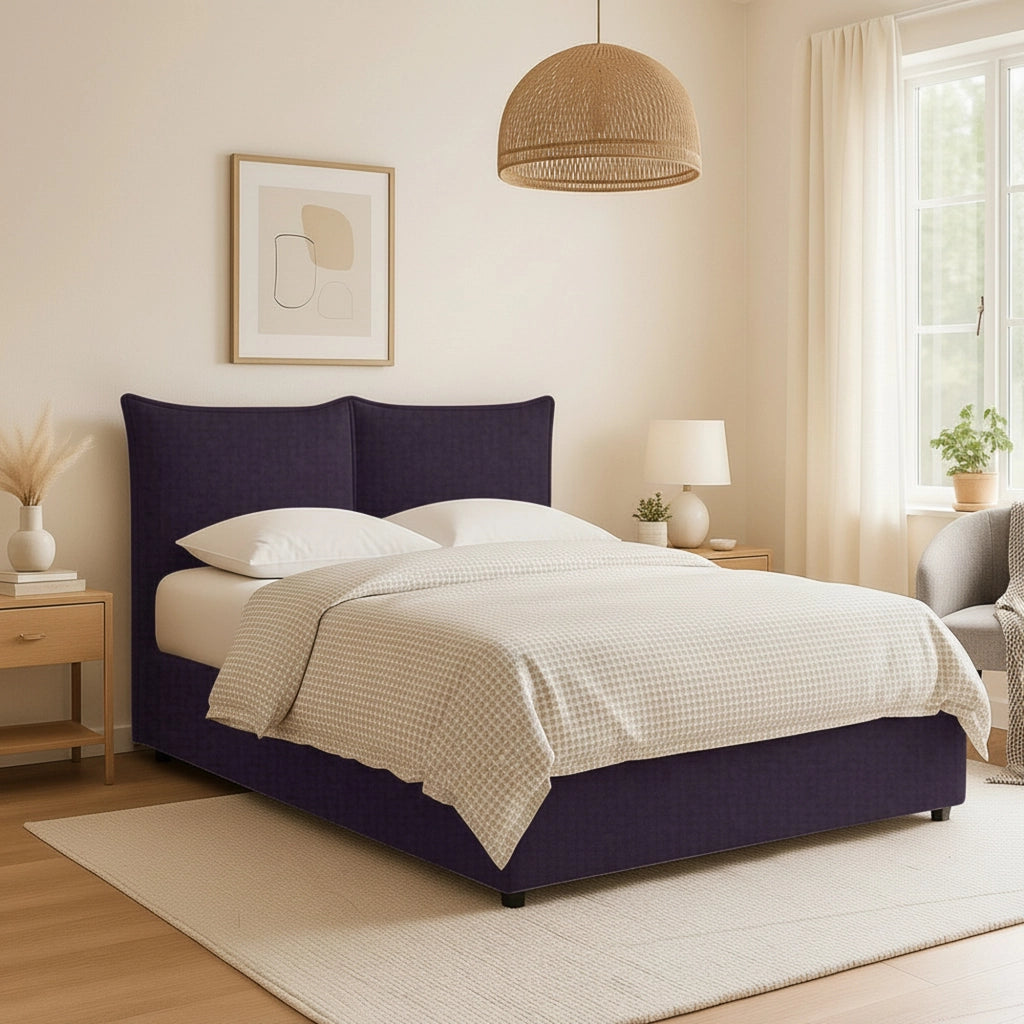 Uckfield, Letto Matrimoniale Sfoderabile Made in Italy, Viola