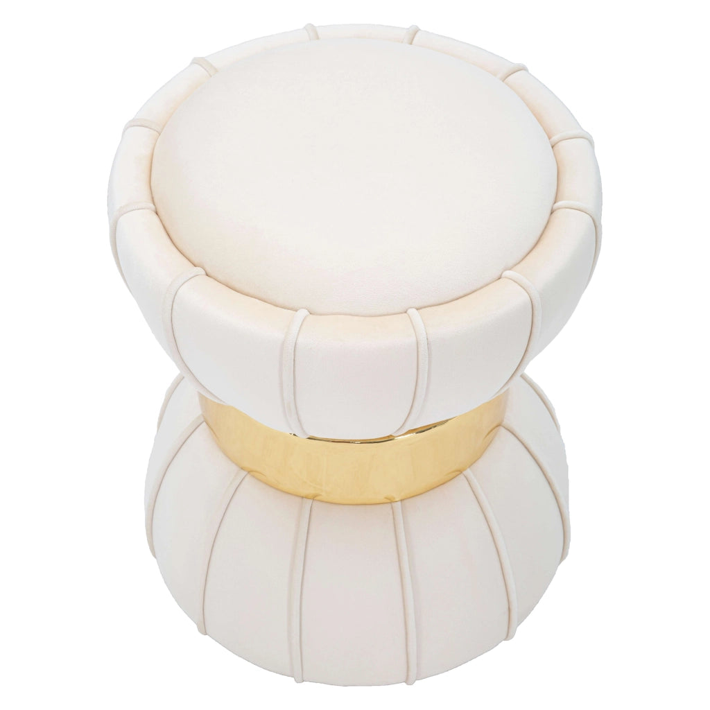Samaip, Sgabello Rivestimento in Velluto, 40x40x44h cm Bianco Crema