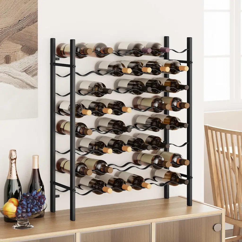 Portabottiglie per 48 Bottiglie di Vino Nero in Metallo 289563