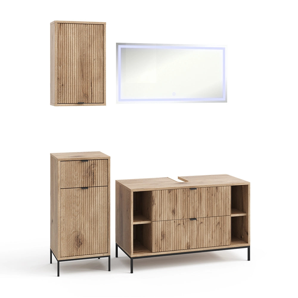 Vicco Set di mobili da bagno Quercia vichinga 4 parti