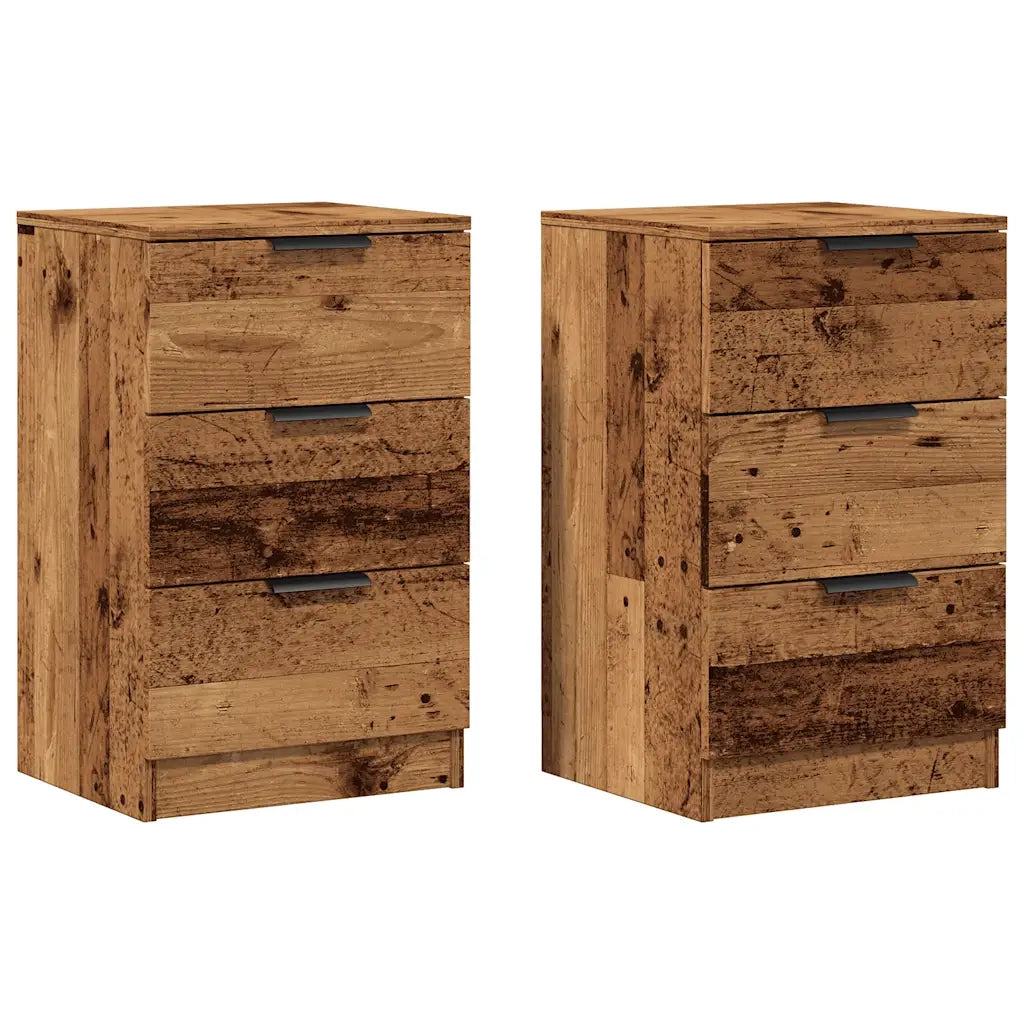 Comodini Legno Antico 2 pz-Set di 2 Tavolino da notte 40x36x65 cm in Legno Multistrato 415462