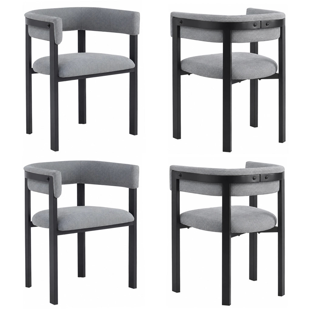 Set di 6 sedie da pranzo moderne in chenille grigio con schienale avvolgente