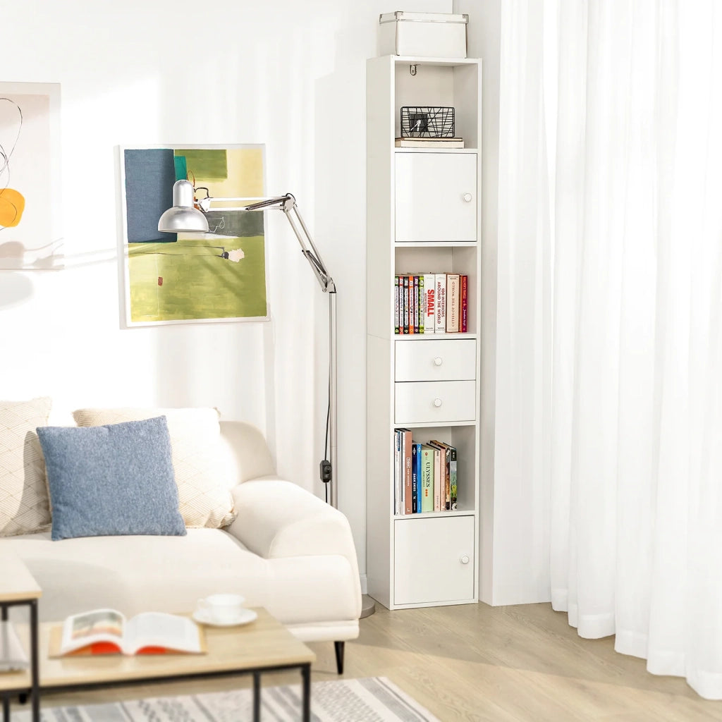Armadio Colonna salvaspazio Mobiletto salvaspazio Scaffale Alto Cassettiera Bagno Mobiletto Bagno STR10-W