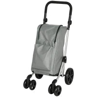 Carrello della Spesa Pieghevole da 46 L 3 in 1 con 6 Ruote, Borsa Termica e Manico Regolabile 44x58x100 cm Grigio