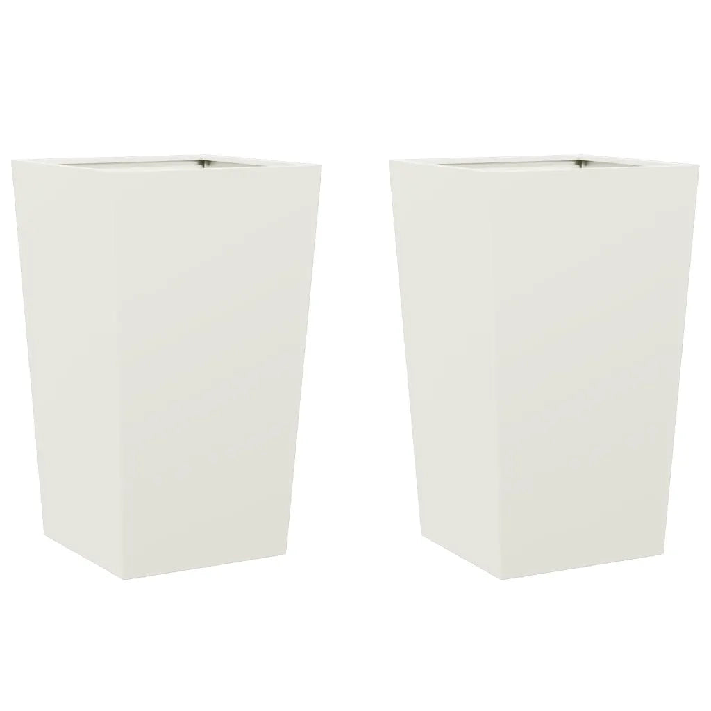 2 pz Fioriere | Cassetta per fiori | Vaso da Giardino Bianche 45x45x75 cm in Acciaio