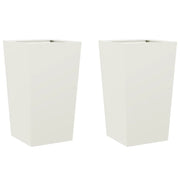 2 pz Fioriere | Cassetta per fiori | Vaso da Giardino Bianche 45x45x75 cm in Acciaio