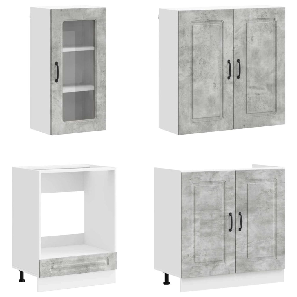 Unità Cucina KALMAR 8 pz Grigio Cemento Legno ingegnerizzato 3438374