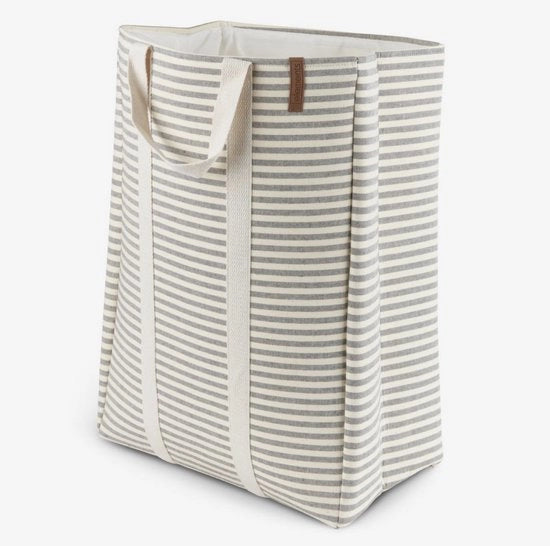 Asciugamano con Strisce – Asciugamano Opzionabile con Maniglie – Compatto & Leggero – Grigio/Bianco – 25 x 40 x 55 cm