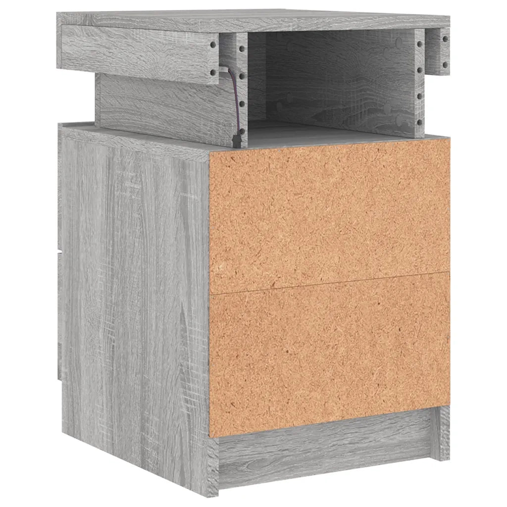 Comodini con Luci LED 2pz Grigio Sonoma 35x39x55 cm 836760