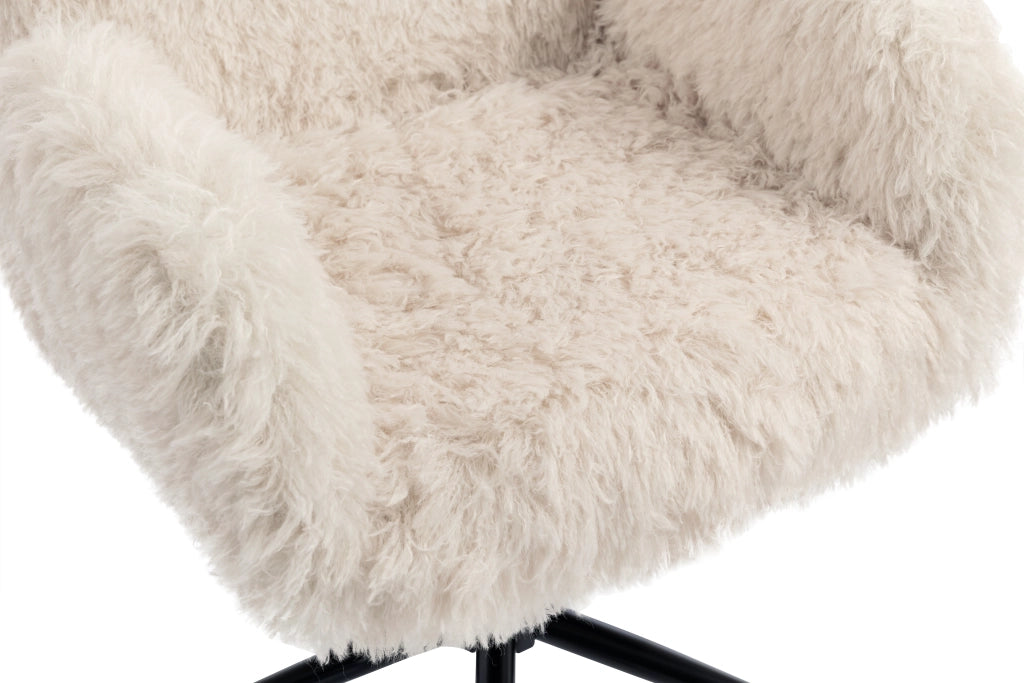 Sedia da ufficio compatta in tessuto effetto lana con braccioli pieghevoli e altezza regolabile per casa beige