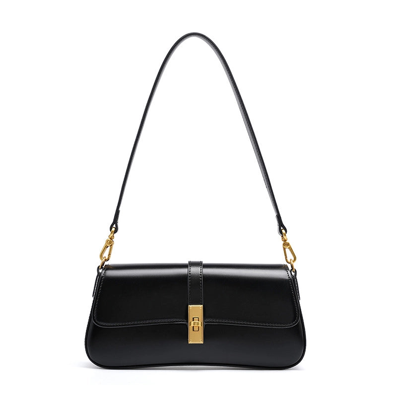 Borsa a tracolla da donna in vera pelle, stile vintage, fatta a mano, colore nero.