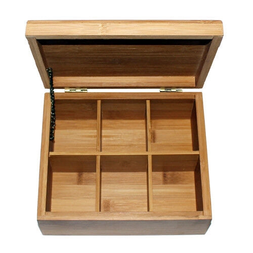Box Porta Te' Thea Dolci Legno Di Bamboo 6 Posti Scatola Porta Oggetti Cucito