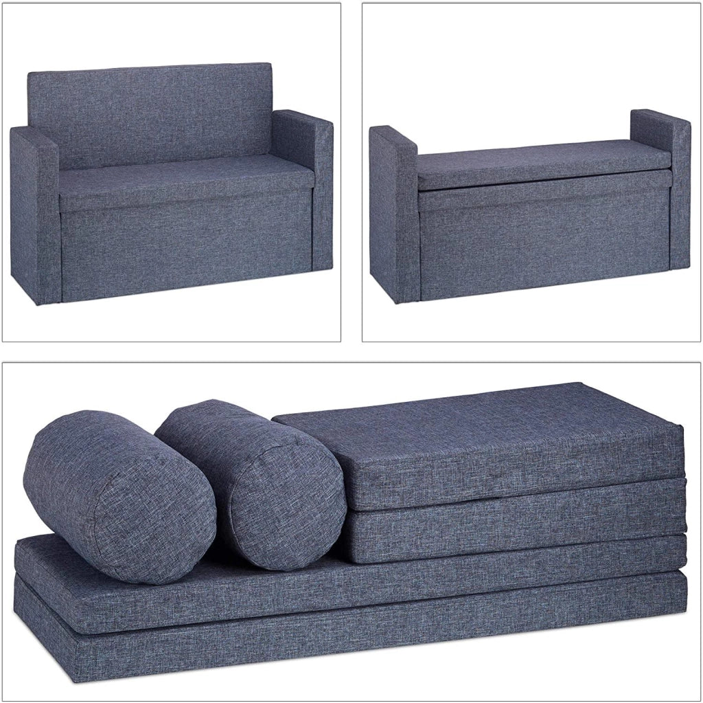 Panca a 2 posti con schienale vano portaoggetti ribaltabile pratico sedile ribaltabile 115 cm grigio 13_0000374