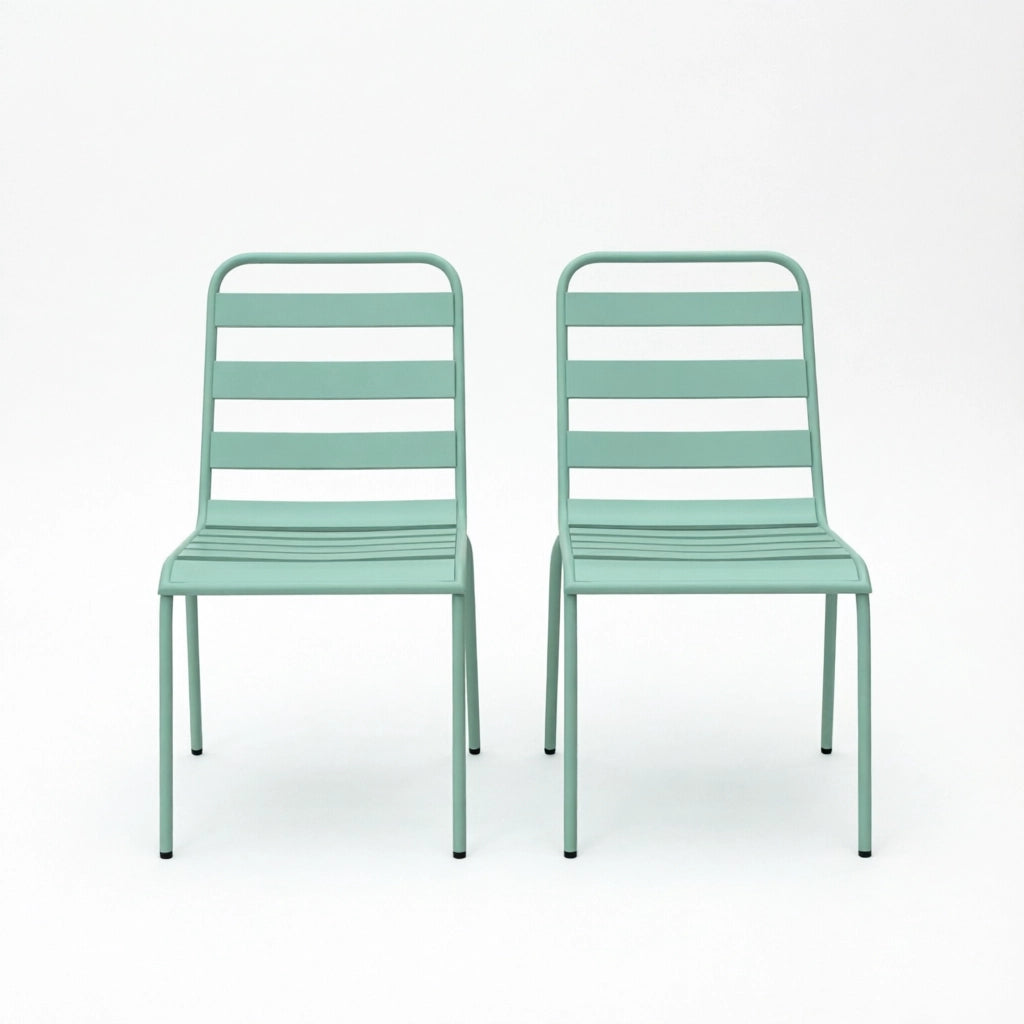 SEDIA Da esterno impilabile 46x58x78 cm Verde Set da 2 pezzi
