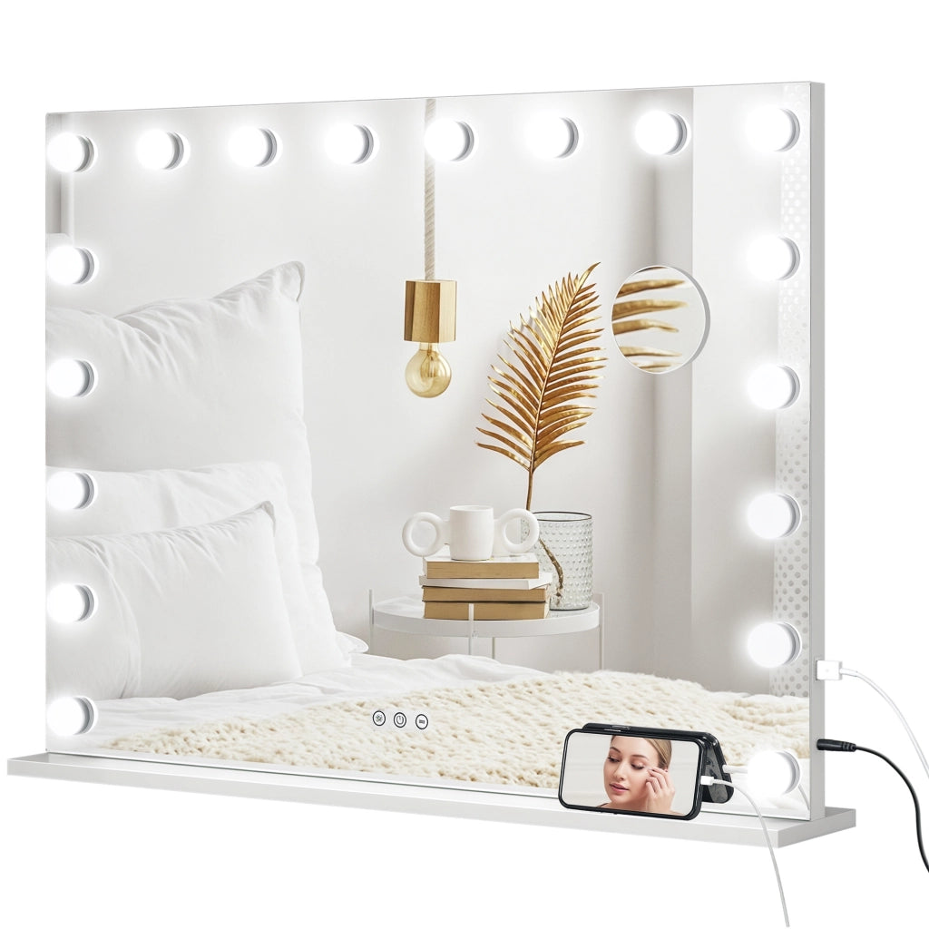 Specchio da trucco con LED regolabile e lente d'ingrandimento ¨C zephmum ¨C 80x62 cm