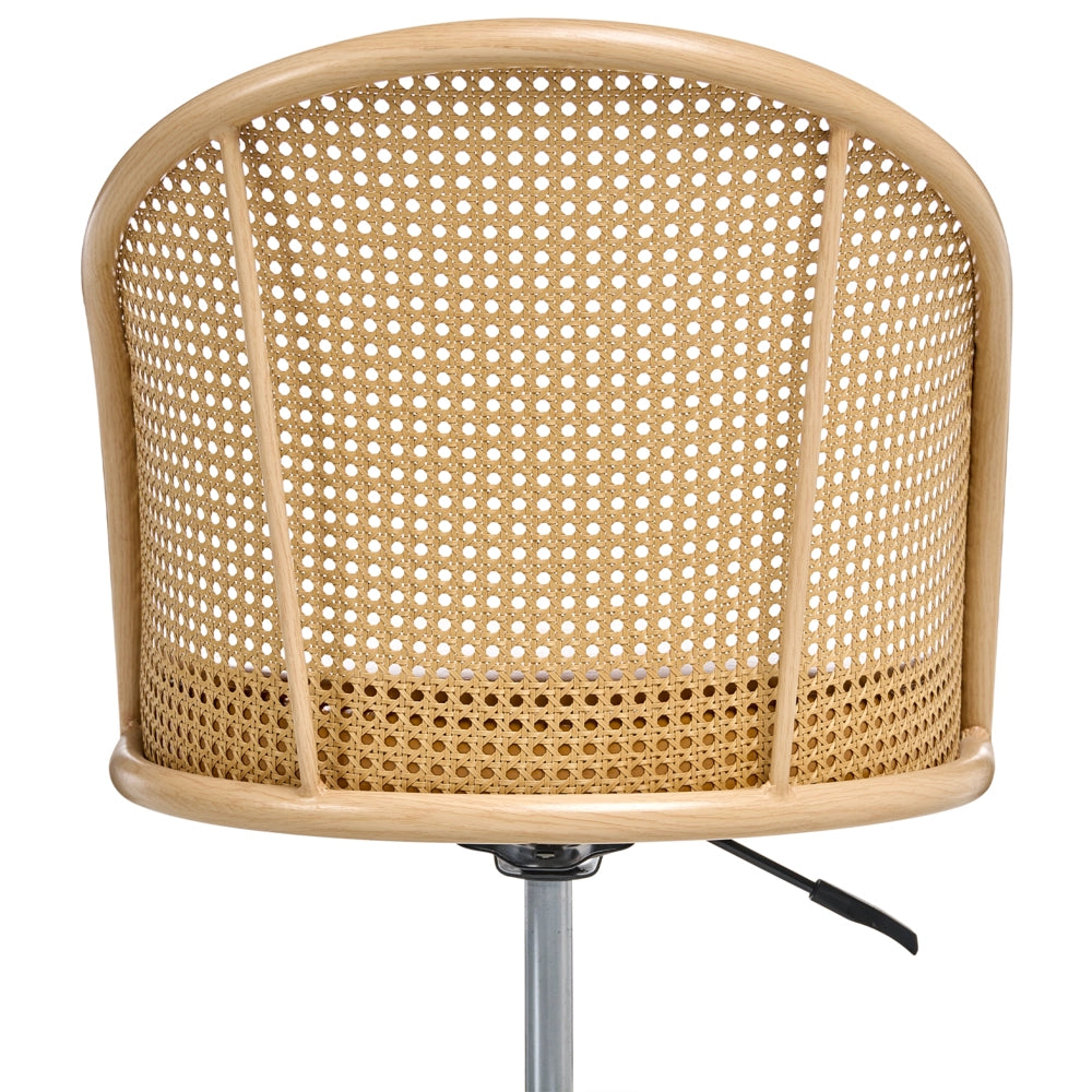 Sedia da ufficio marrone in ecopelle PE Rattan Schienale girevole regolabile in altezza senza braccioli Casa Ufficio Studio Tradizionale