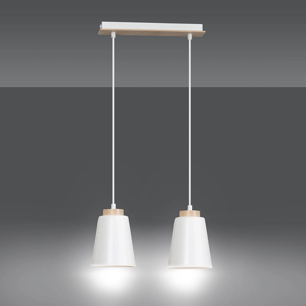 Lampada a sospensione Emibig Bolero 2xE27 bianca legno
