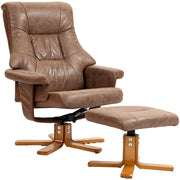 Poltrona relax reclinabile 135' girevole 360' con poggiapieds ¨C zephmum ¨C marrone