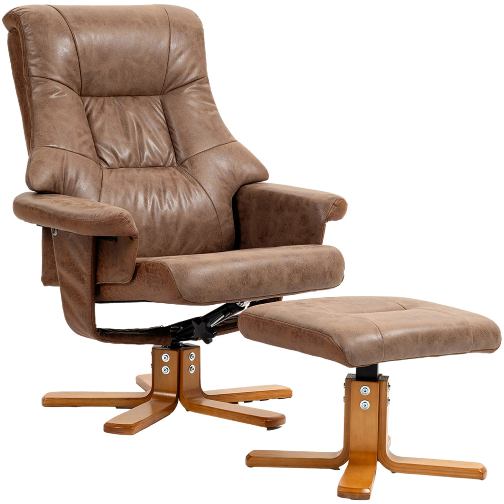 Poltrona relax reclinabile 135' girevole 360' con poggiapieds ¨C zephmum ¨C marrone