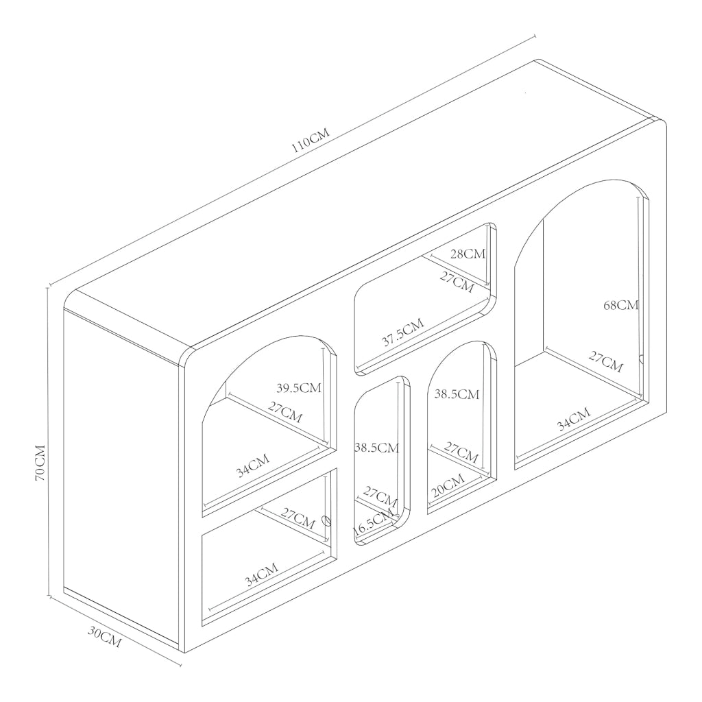 Credenza cassettiera mobile contenitore 110 x 30 x 70 cm soggiorno ingresso camera da letto bianco 03_0009048