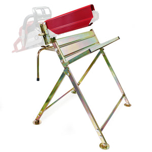 Cavalletto taglialegna per motosega pieghevole con guida copribarra